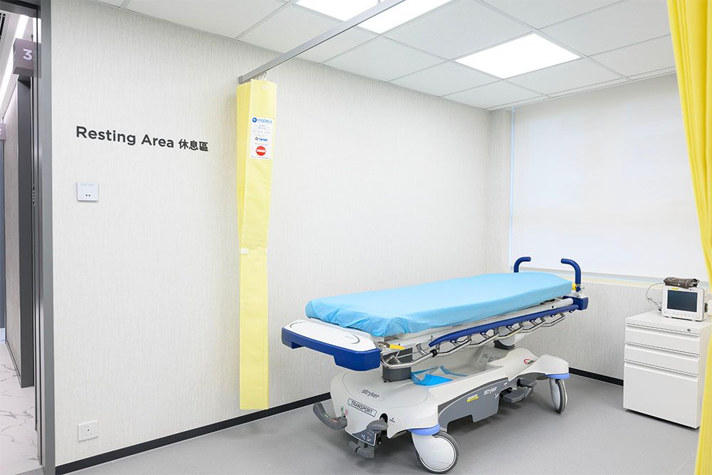 rest area with a medical bed