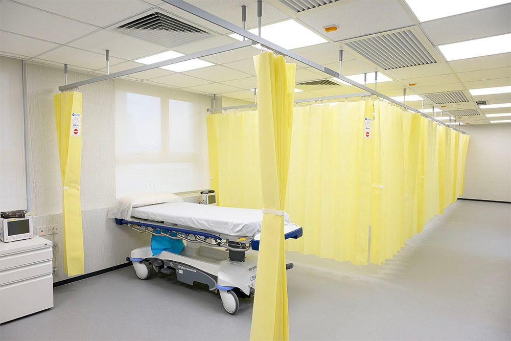 rest area with a medical bed