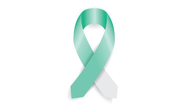 Green cervical cancer awareness ribbon
